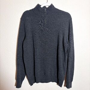 Christian Lacroix Gray Extrafine Merino Wool Half‑Zip Sweater L